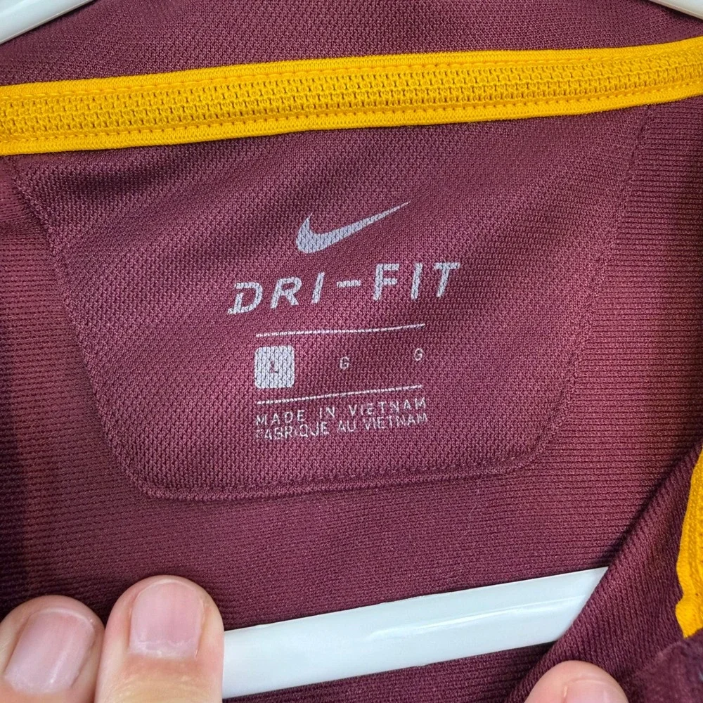 Nike Dri-FIT Minnesota Long Sleeve Polo Shirt Mens Large Maroon Gold Collegiate